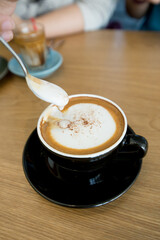 A cup of cappuccino coffee