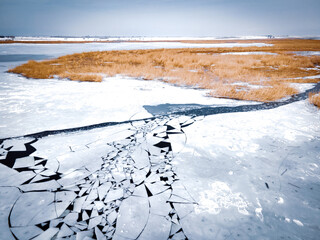 frozen lake in winter