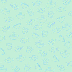 seamless pattern with line icons on blue background