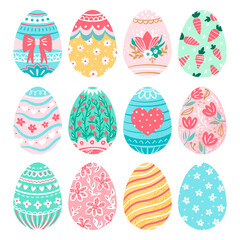 Happy Easter egg vector set cartoon illustration