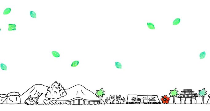 夏の沖縄のシンプル線画ループアニメーション