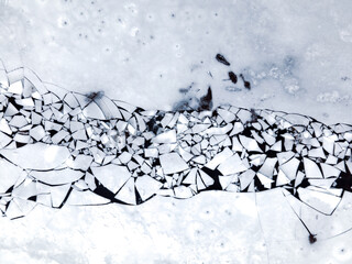 aerial view of frozen lake