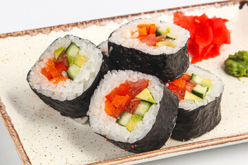 Vegan japanese roll with vegetables