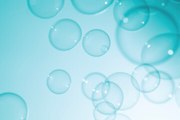 Beautiful Transparent ฺBlue Soap Bubbles Texture Background.	
