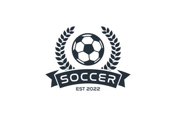 Obraz premium football logo with laurel and tape element. modern design. sport logo template