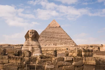 Foto op Canvas Khafra's Pyramid and the Great Sphinx. . Necropolis on El-Giza plateau. Cairo, Egypt. © Myroslava