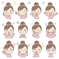 女の子イラスト（上半身）お団子ヘア