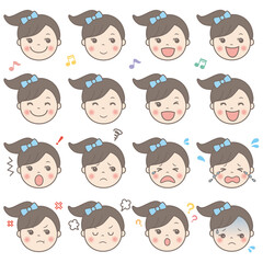 女の子イラスト（表情）ポニーテール