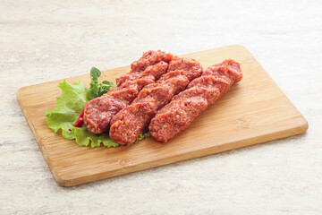 Raw beef kebab minced meat