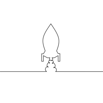 recommend clip art: Continuous line drawing of rocket, technology doodle icon, object one line, single line art, vector illustration