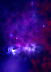 Far being shone nebula and star field against space.