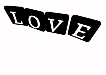 The LOVE word made of blocks with letters