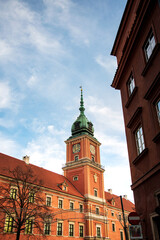 Street view of downtown in Warsaw, Poland