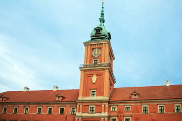 Obraz premium Street view of downtown in Warsaw, Poland