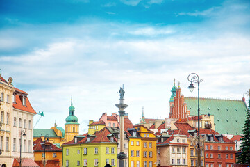 Fototapeta premium Street view of downtown in Warsaw, Poland