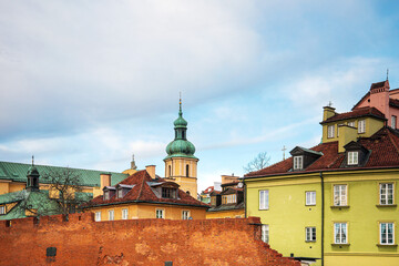 Street view of Central part of Warsaw, Poland