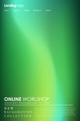 Page design inspiration with abstract background. Shades of green gradient background pattern