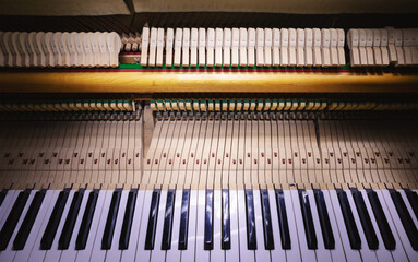Details of an Open Upright Piano