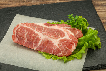 Raw pork meat neck steack
