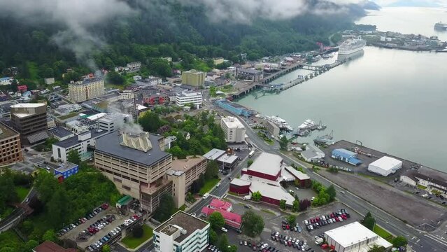 Juneau, Aerial Flying, Alaska, Gastineau Channel, Downtown