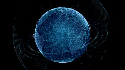 Digital earth rotating,Concept 3d animation social future technology abstract business scientific global network,animation digital grid data communication technology background.