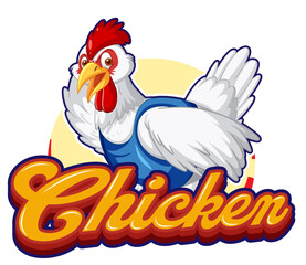 White chicken cartoon character logo