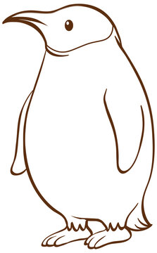 Penguin in doodle simple style on white background