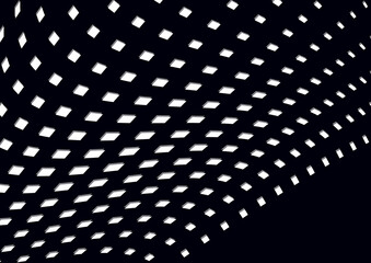 Abstract geometric background, lines of white small squares on a black background. Business or technical presentation. Vector
