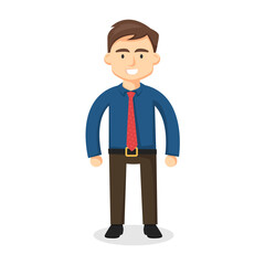 Standing business man in trendy flat style, person concept vector illustration, EPS10, UI, color simple graphic design.