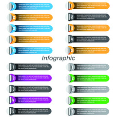 Collection infographics with steps and options