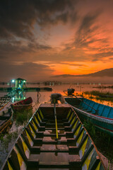 Obraz premium sunset over the river
