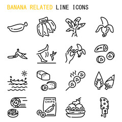 Banana related line icons