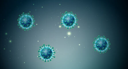 Obraz na płótnie Canvas Image of flu COVID-19 virus cell. Coronavirus Covid 19 outbreak influenza background. Concept of a pandemic, viral infection. Coronavirus inside a human. Viral infection. Vector illustration. 