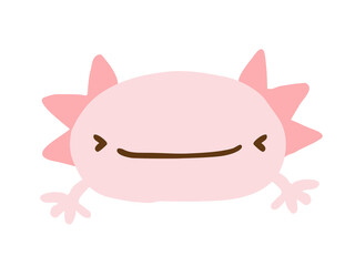 かわいいウーパールーパー／手描きイラスト素材