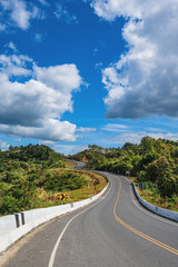 Road No.1081 way from Pua District to Bo Kluea District, Nan THAILAND.The famous view point and that tourists must stop by to check in at nan. Curvy road looks like number 3.