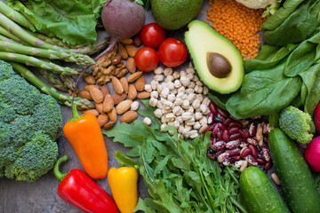 Fresh healthy vegetarian food background
