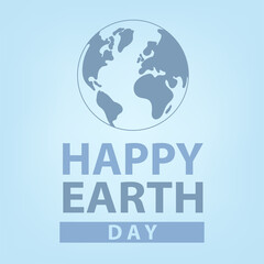 Happy Earth Day, 22 April. World map background vector illustration.