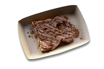 Honey Toast Chocolate bread, bakery shop. bread toasted isolated on white background.