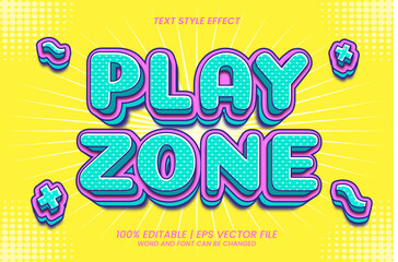 Play Zone 3D flat trendy cartoon style editable text effect