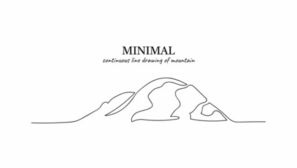 Continuous line mountains. Continuous line drawing Vector illustration