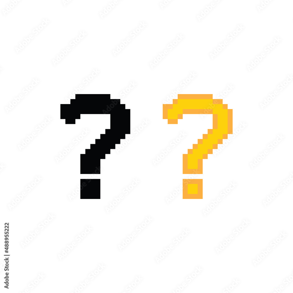 Poster pixel question tag icon vector sign for 8 bit game
