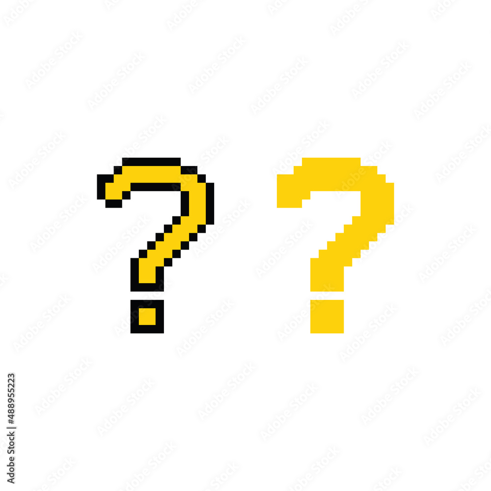 Aufkleber pixel question tag icon vector sign for 8 bit game