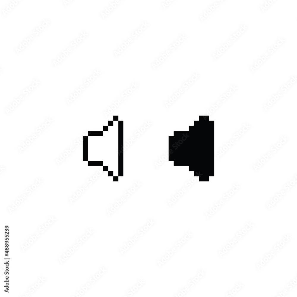 Poster pixel speaker volume icon vector sign for 8 bit game
