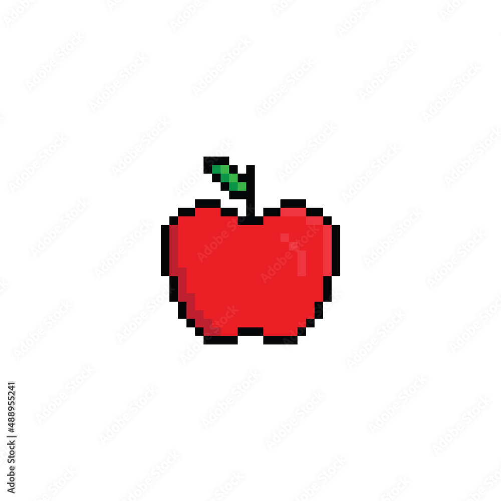 Poster pixel apple icon vector pixel element for game