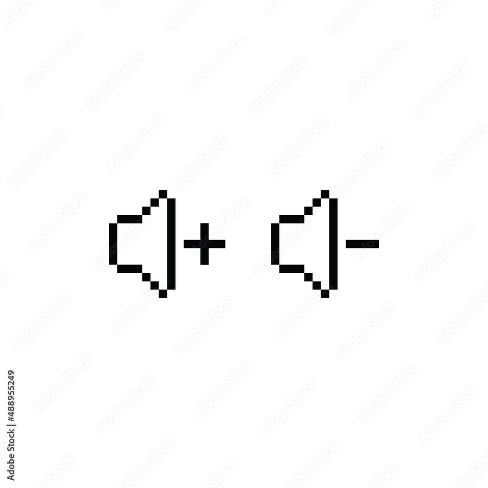 Poster pixel speaker volume icon vector sign for 8 bit game