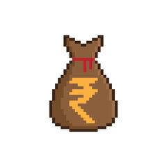 Fototapeta premium pixel Money bag Indian Rupee vector icon sign for 8 bit game