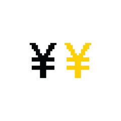 Obraz premium pixel Yen icon pixel art money sign for 8 bit game