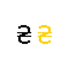 pixel Ukrainian hryvnia pixel art money sign for 8 bit game