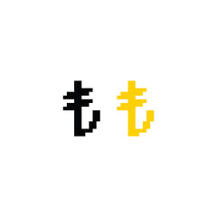 Obraz premium pixel Turkish lira icon pixel art money sign for 8 bit game