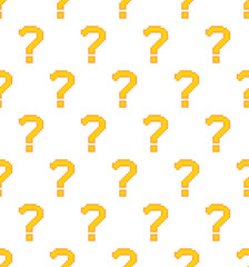 pixel question mark Seamless background .  vector black texture, pattern, wallpaper, textile for 8 bit game 